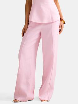 Forever New Posey Wide Leg Pure Linen Trousers, Candy Hearts Set, Candy Hearts Set