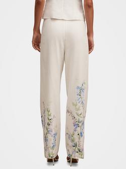 Forever New Soleil Floral Linen Blend Trousers, White/Multi - view 2, White Multi