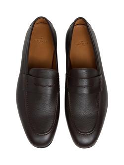 Hackett London Regal Saddle Leather Loafers - view 2, Dark Brown