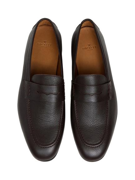 Hackett London Regal Saddle Leather Loafers - view 2, Dark Brown