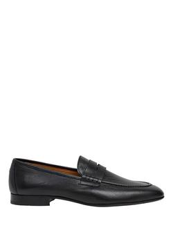 Hackett London Regal Saddle Leather Loafers, Black