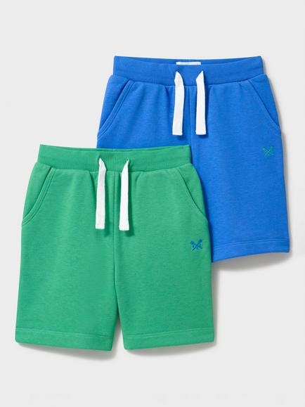 Crew Clothing Kids' Cotton Drawstring Shorts, Jade Green