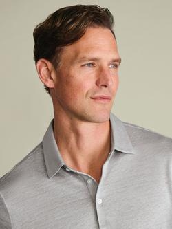 Charles Tyrwhitt Pure Linen Short Sleeve Polo Shirt - view 2, Silver Grey