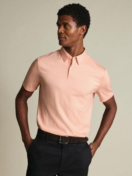 Charles Tyrwhitt Pure Cotton Short Sleeve Polo Shirt, Peach