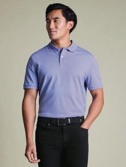 Charles Tyrwhitt Stretch Cotton Blend Regular Fit Short Sleeve Smart Pique Polo Shirt, Violet Purple