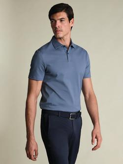 Charles Tyrwhitt Pure Cotton Short Sleeve Performance Textured Polo Shirt, Petrol Blue