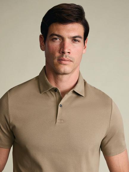 Charles Tyrwhitt Pure Cotton Short Sleeve Polo Shirt - view 2, Tan