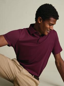 Charles Tyrwhitt Pure Cotton Short Sleeve Performance Textured Polo Shirt - view 2, Wine Red