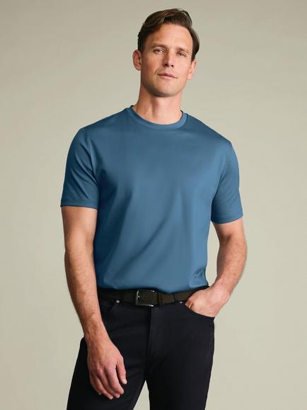 Charles Tyrwhitt Cotton Regular Fit Short Sleeve T-Shirt, Airforce Blue, Airforce Blue