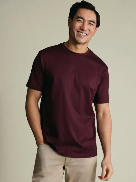 Charles Tyrwhitt Pure Cotton Crew Neck T-Shirt, Burgundy Red