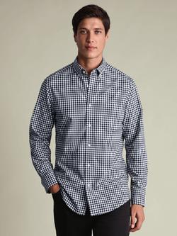 Charles Tyrwhitt Gingham Wash Poplin Cotton Slim Fit Shirt, Dark Navy