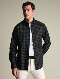 Charles Tyrwhitt Check Non-Iron Twill Cotton Shirt, Grey/Black, Grey & Black