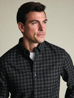 Charles Tyrwhitt Check Non-Iron Twill Cotton Shirt, Grey/Black - view 2, Grey & Black