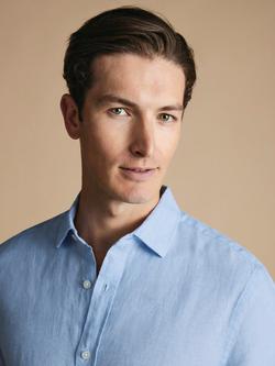 Charles Tyrwhitt Linen Shirt, Sky Blue - view 2, Sky Blue