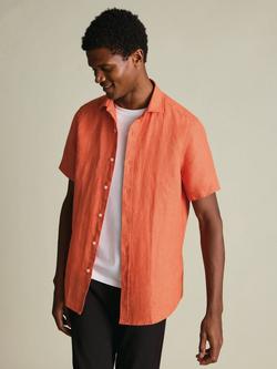 Charles Tyrwhitt Pure Linen Slim Fit Short Sleeve Shirt - view 2, Orange