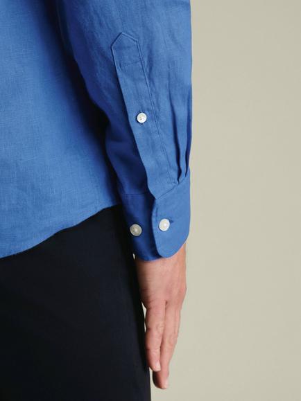 Charles Tyrwhitt Pure Linen Slim Fit Long Sleeve Shirt - view 2, Cornflower Blue