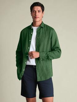 Charles Tyrwhitt Pure Linen Slim Fit Long Sleeve Shirt, Green