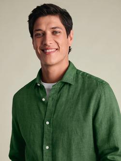 Charles Tyrwhitt Pure Linen Slim Fit Long Sleeve Shirt - view 2, Green