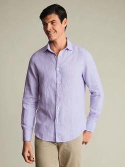 Charles Tyrwhitt Pure Linen Slim Fit Long Sleeve Shirt, Lilac Purple