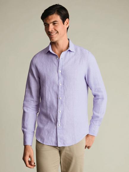 Charles Tyrwhitt Pure Linen Slim Fit Long Sleeve Shirt, Lilac Purple
