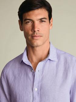 Charles Tyrwhitt Pure Linen Slim Fit Long Sleeve Shirt - view 2, Lilac Purple