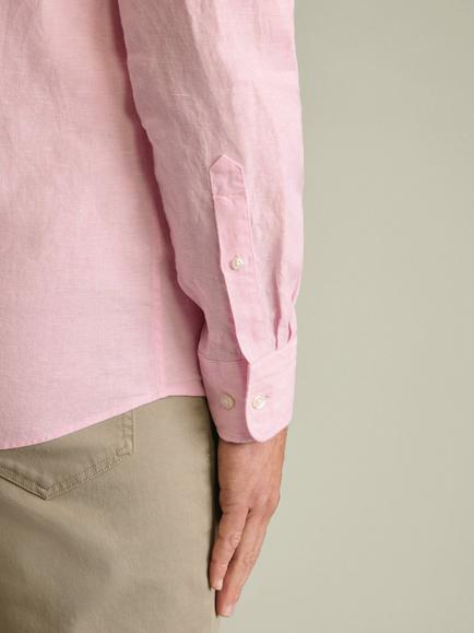 Charles Tyrwhitt Pure Linen Slim Fit Long Sleeve Shirt - view 2, Pink