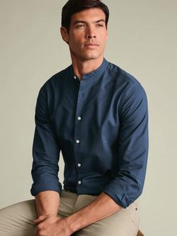 Charles Tyrwhitt Oxford Cotton Collarless Slim Fit Shirt, Airforce Blue - view 2, Airforce Blue