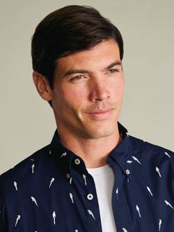 Charles Tyrwhitt Cotton Poplin Short Sleeve Shirt, Navy - view 2, Navy