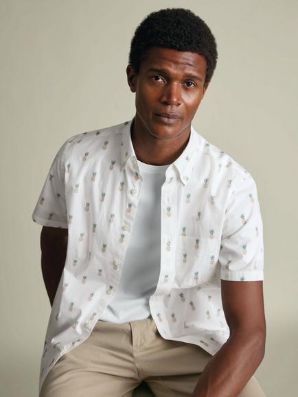 Charles Tyrwhitt Cotton Poplin Short Sleeve Shirt, White - view 2, White