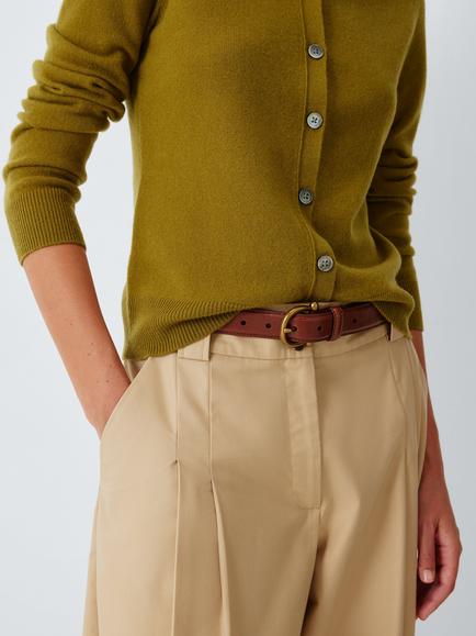 John Lewis Horse Shoe Leather Belt, Tan/Gold - view 2, Tan/Gold