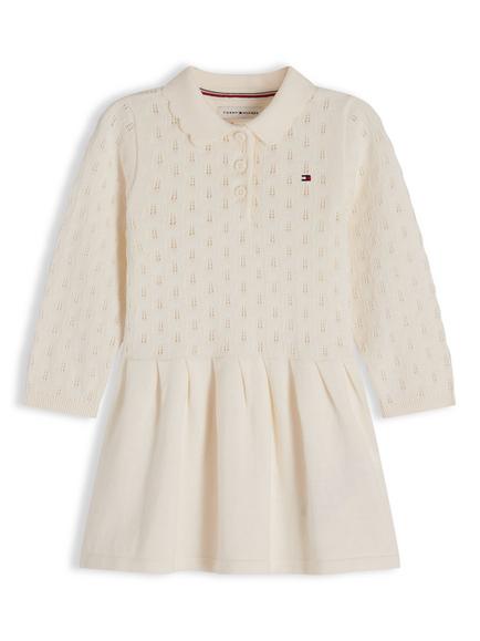 Tommy Hilfiger Baby Knitted Pointelle Dress, White, White