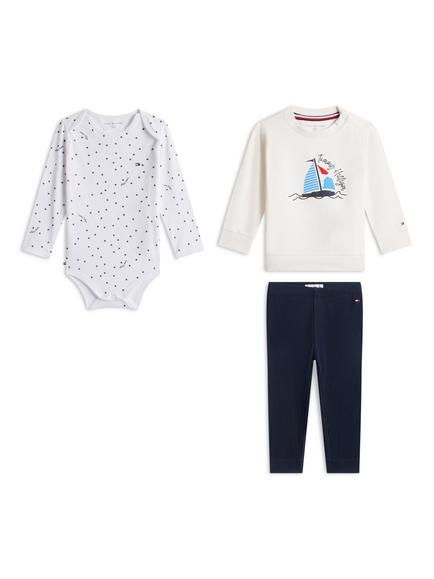 Tommy Hilfiger Baby Essential Three-Piece Outfit Gift Box, White, White