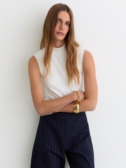 Reiss Simone High Neck Vest Top, White, White