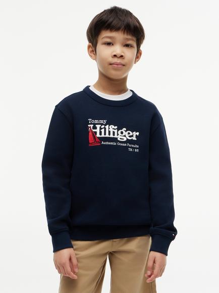 Tommy Hilfiger Kids' Logo Interlock Pique Sweatshirt, Navy, Navy