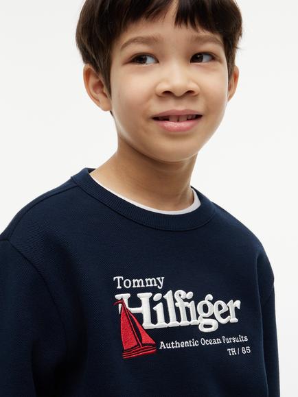 Tommy Hilfiger Kids' Logo Interlock Pique Sweatshirt, Navy - view 2, Navy