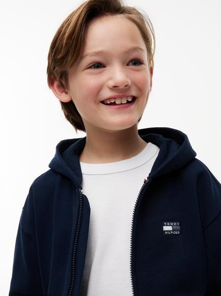 Tommy Hilfiger Kids' Tonal Flag Logo Terry Zip-Through Hoodie, Navy - view 2, Navy