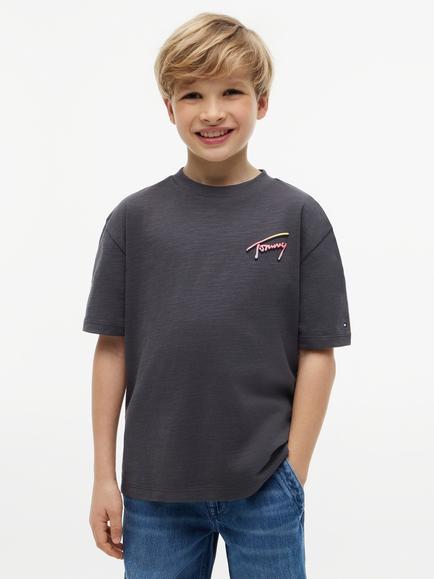 Tommy Hilfiger Kids' Short Sleeve Back Print T-Shirt, Black, Black