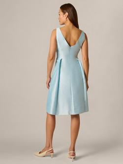 Adrianna Papell Beaded Shantung Dress, Sky/Multi - view 2, Sky/Multi