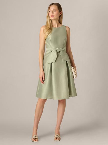 Adrianna Papell Dupioni Tie Front Dress, Sage - view 2, Sage