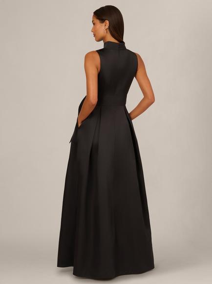 Adrianna Papell Mikado Tie Front Dress - view 2, Black