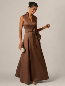 Adrianna Papell Mikado Tie Front Dress, Espresso