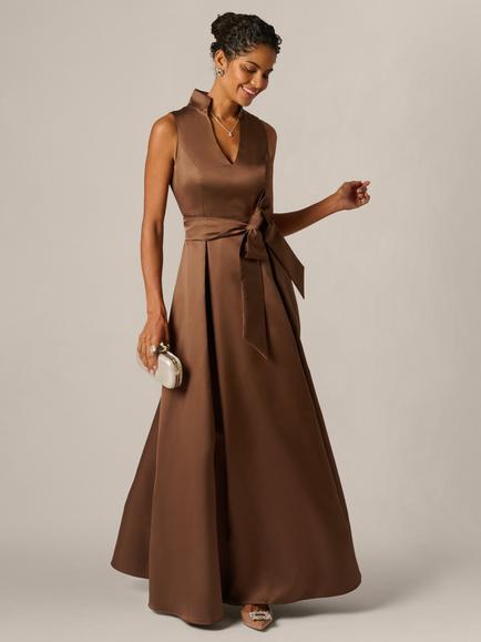 Adrianna Papell Mikado Tie Front Dress, Espresso