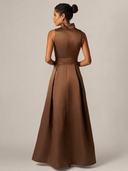 Adrianna Papell Mikado Tie Front Dress - view 2, Espresso