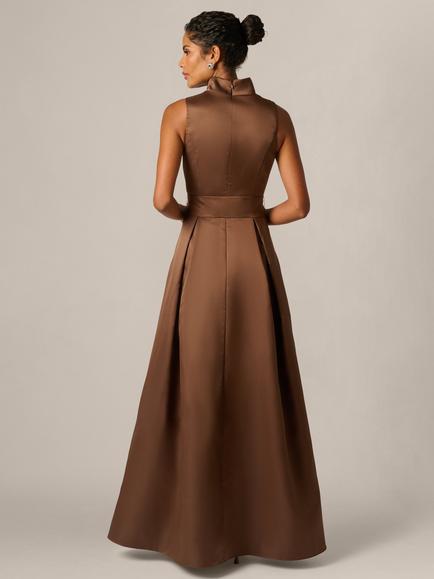Adrianna Papell Mikado Tie Front Dress - view 2, Espresso