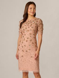 Adrianna Papell Petite Bead Cocktail Dress, Apricot Ice, Apricot Ice