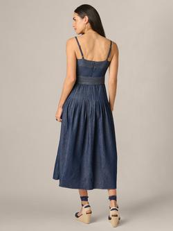 Adrianna By Adrianna Papell Pintucked Denim Dress, Dark Denim - view 2, Dark Denim