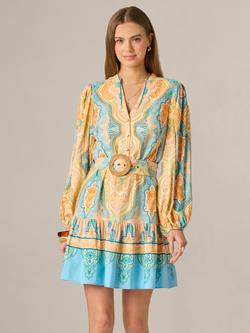Adrianna By Adrianna Papell Paisley Medallion Print Mini Dress, Peach/Multi, Peach/Multi