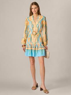 Adrianna By Adrianna Papell Paisley Medallion Print Mini Dress, Peach/Multi - view 2, Peach/Multi