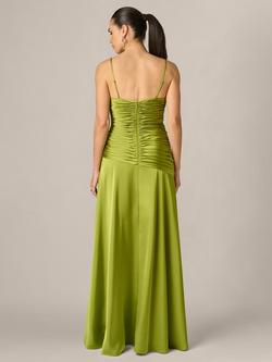 Adrianna By Adrianna Papell Stretch Satin Hi-Low Maxi Dress, Martini Olive - view 2, Martini Olive