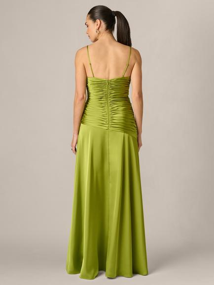 Adrianna By Adrianna Papell Stretch Satin Hi-Low Maxi Dress, Martini Olive - view 2, Martini Olive
